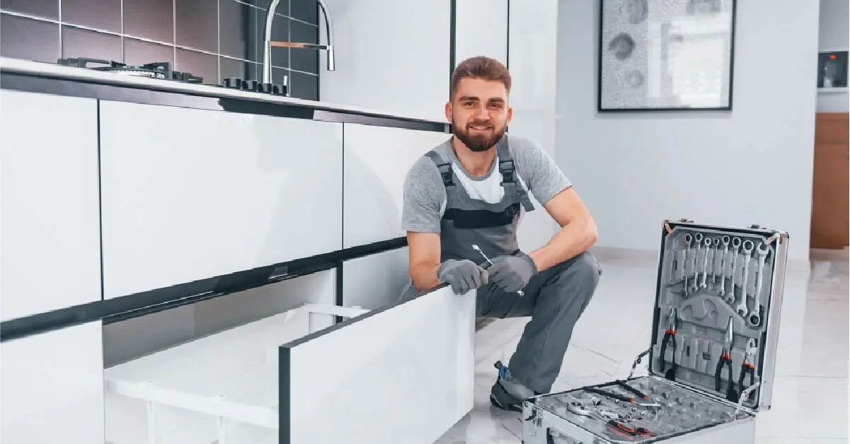 our happy mechanic after repairing dishwasher in San Francisco