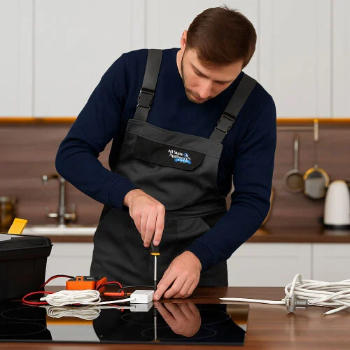our mechanic is fixing an stove range