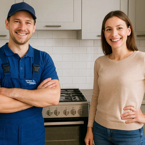 A happy customer with our expert technician